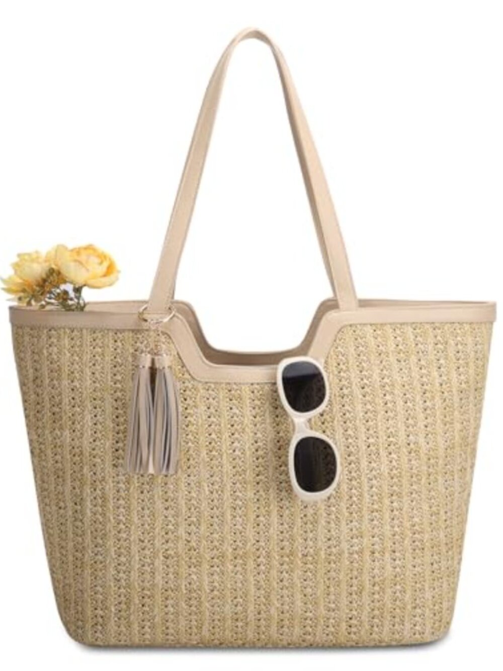 Straw Beach Bag Women Tote Summer Crochet Knit